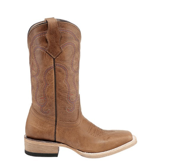 Corral Teens T0249 Brown Embroidery Square Toe Western Boots