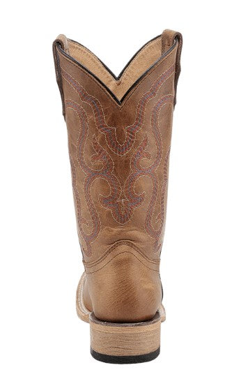 Corral Teens T0249 Brown Embroidery Square Toe Western Boots