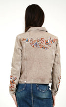 Load image into Gallery viewer, Grace Floral Embroidered Camel Colour Women&#39;s Denim Jacket TES778
