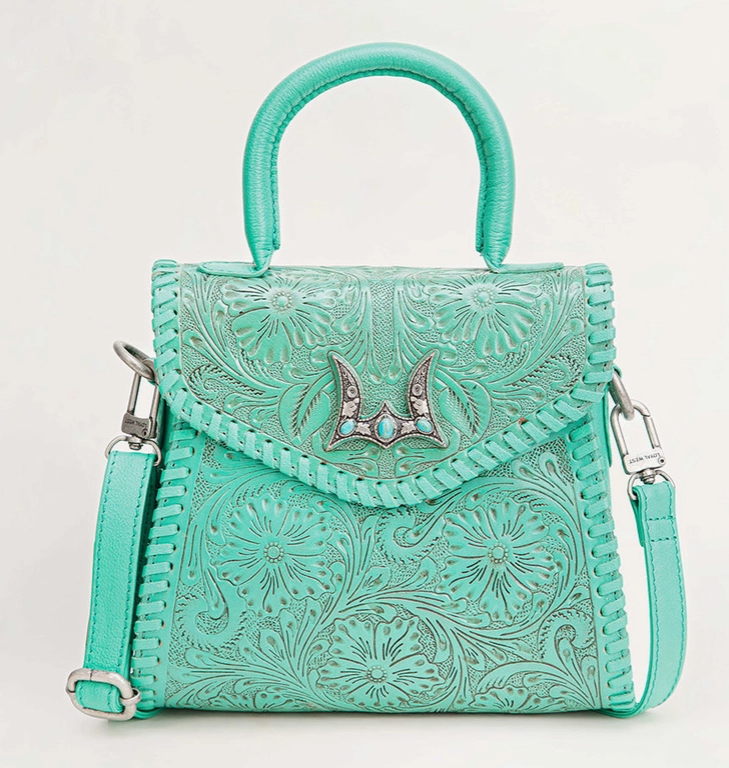 Myra Loyal West Leon Mini Handle Purse in Turquoise
