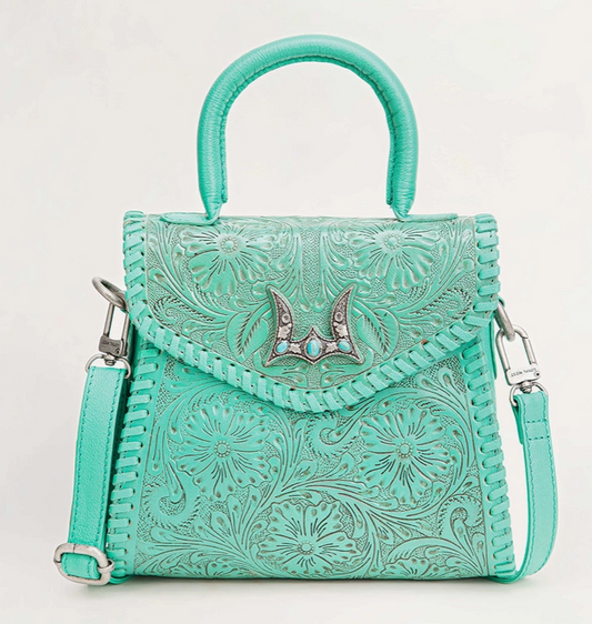 Myra Loyal West Leon Mini Handle Purse in Turquoise