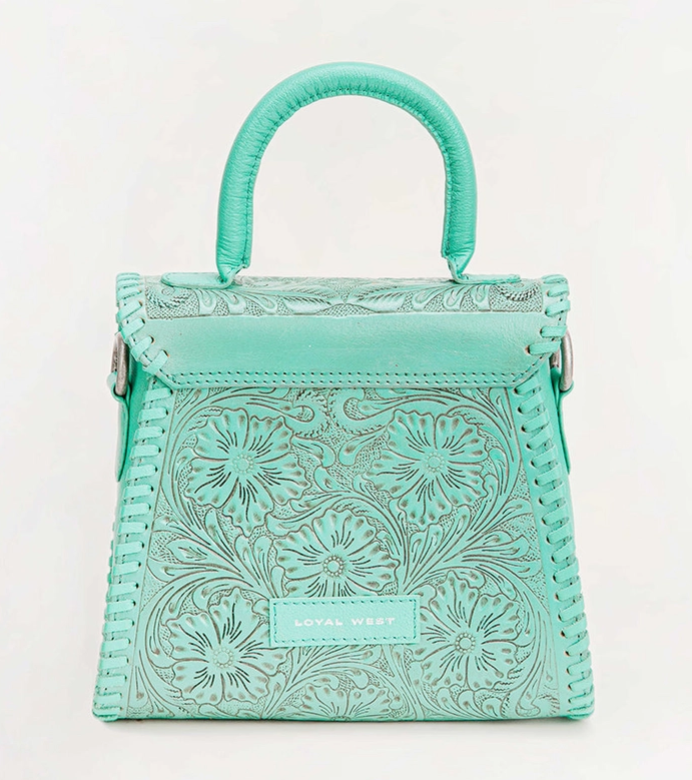 Myra Loyal West Leon Mini Handle Purse in Turquoise