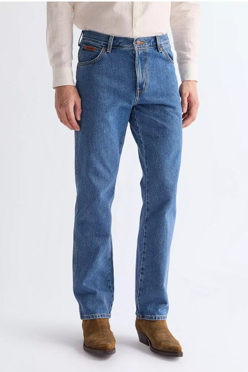 Wrangler W12105096 Texas Non Stretch Straight Jeans in Stonewash