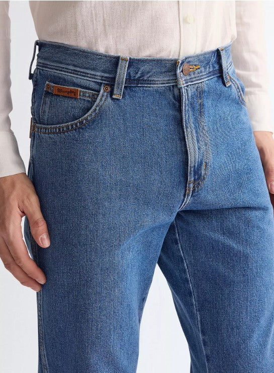 Wrangler W12105096 Texas Non Stretch Straight Jeans in Stonewash