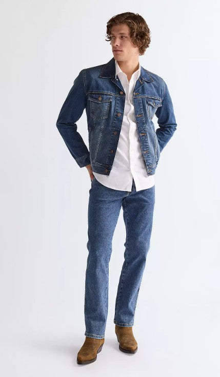 Wrangler W12133010 Texas Medium Stretch Straight Jeans in Stonewash