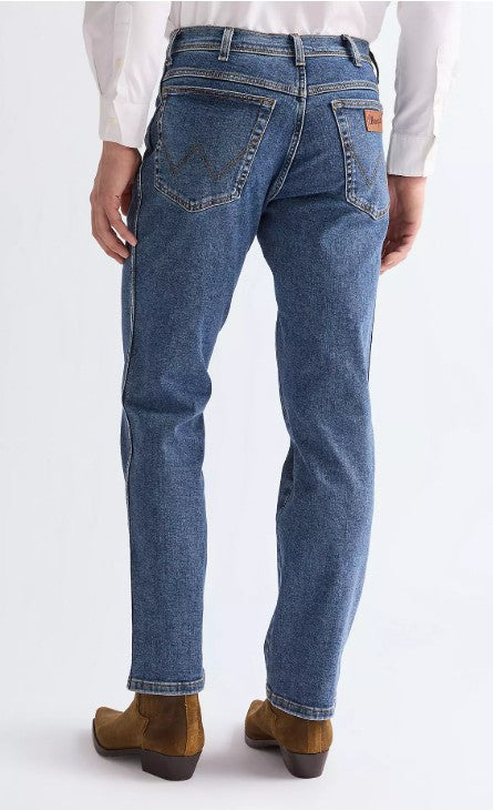 Wrangler W12133010 Texas Medium Stretch Straight Jeans in Stonewash