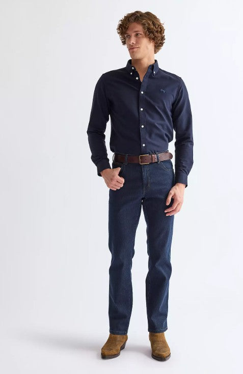 Wrangler W12175001 Texas Low Stretch Straight Jeans in Blue Black