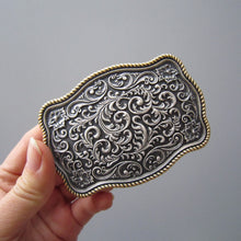 Load image into Gallery viewer, Buckle Double Coloured Silver Plated Southwestern Design Buckle WT142ASG
