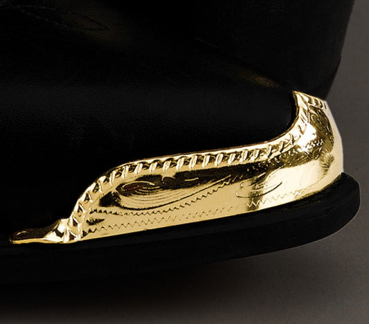 Western Express WX-31 Engraved Brass Boot Tips with Roped Edge