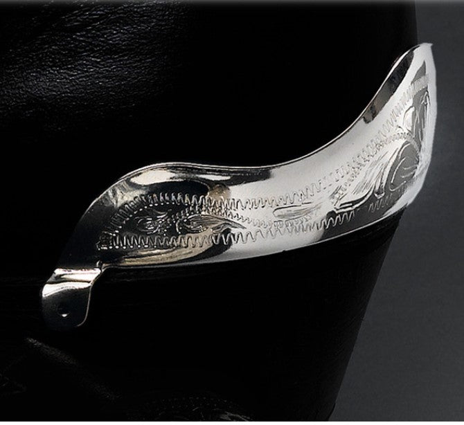 Western Express Engraved Silver Heel Guards WX-48