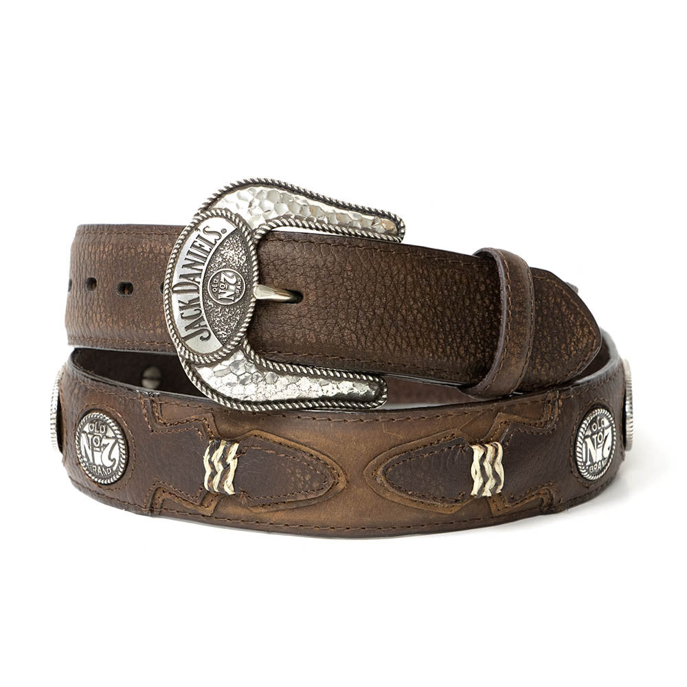 XM-1282JD Brown Leather, Silver Plated Jack Daniel's Buckle & Conchos