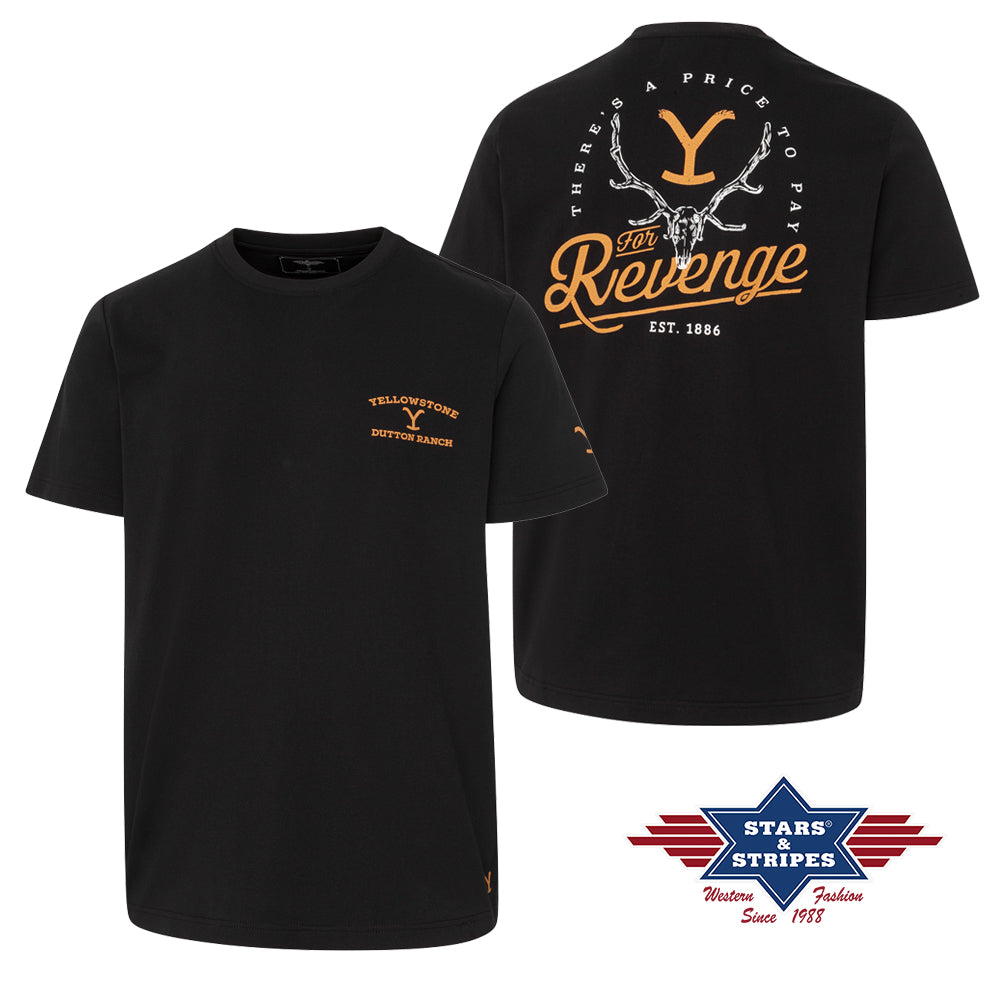Offical unisex Yellowstone Tee For Revenge in Black