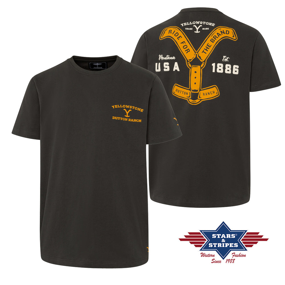 Offical unisex Yellowstone Tee Ride For The Brand in Black