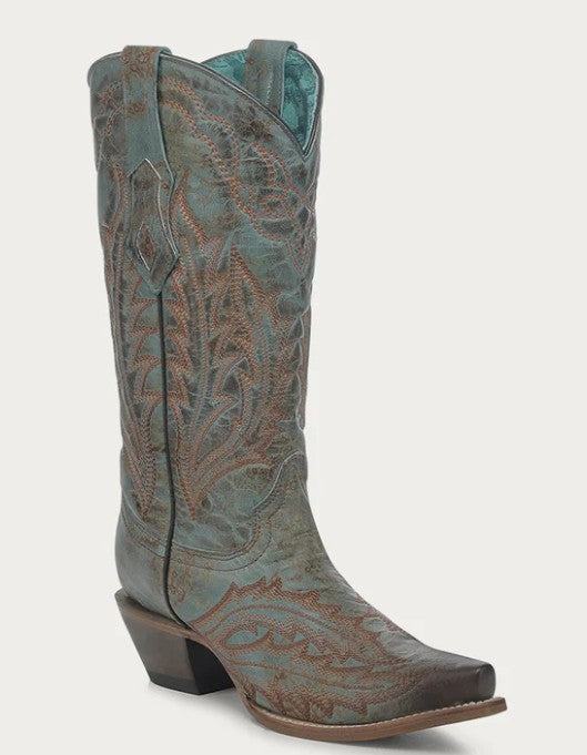 Corral Z5345 Ladies Embroidery Vintage Worn Turquoise Cowboy Boots