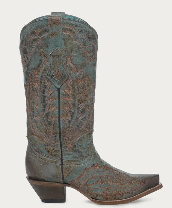 Corral Z5345 Ladies Embroidery Vintage Worn Turquoise Cowboy Boots