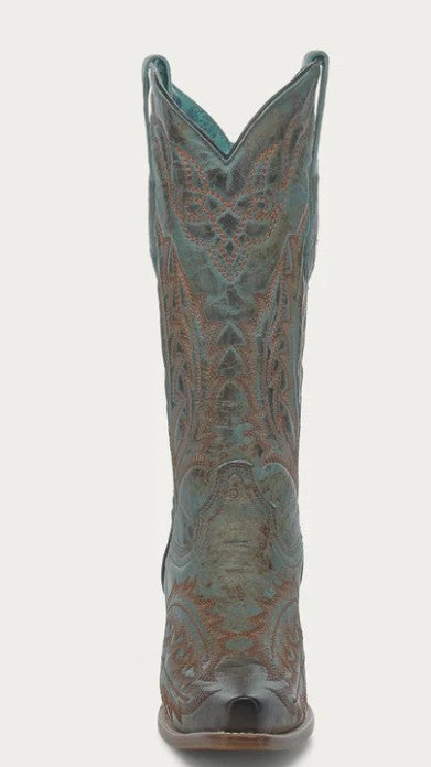 Corral Z5345 Ladies Embroidery Vintage Worn Turquoise Cowboy Boots