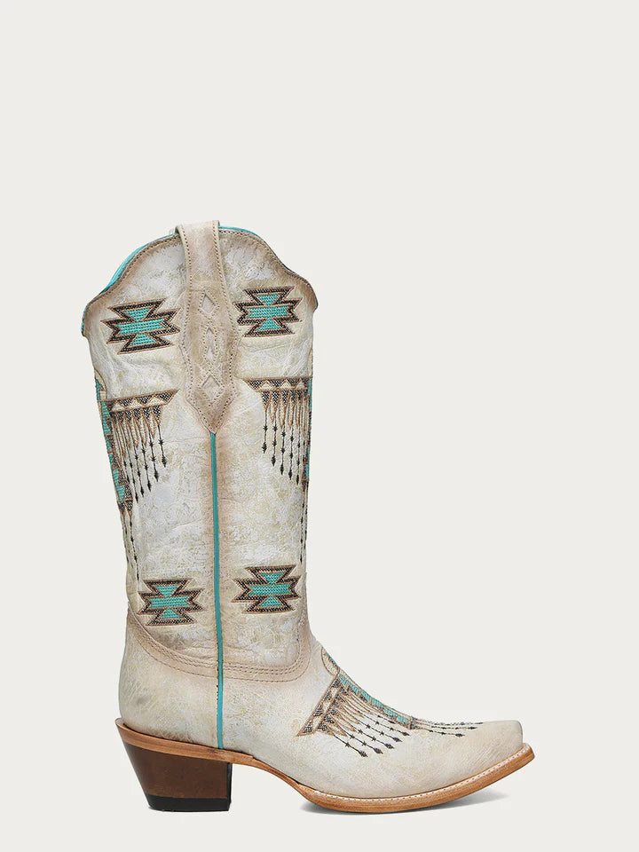 Corral Z5410 Ladies Woven Eagle Turquiose Embroidery Snip Toe Cowboy Boots