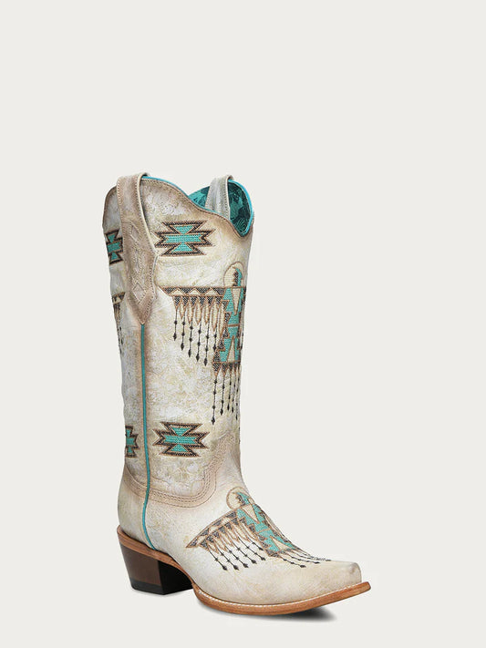 Corral Z5410 Ladies Woven Eagle Turquiose Embroidery Snip Toe Cowboy Boots
