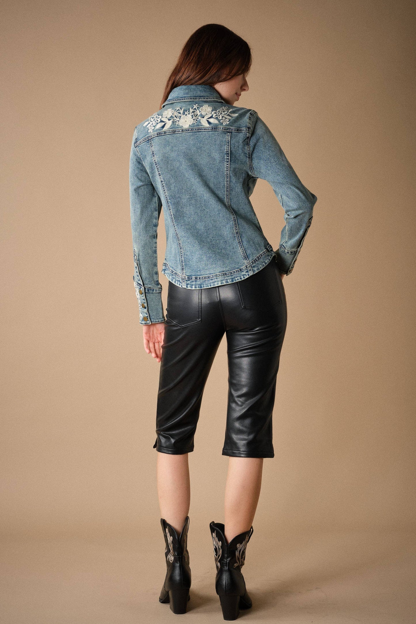 Blue B 96079T Western Embroidered Denim Shirt