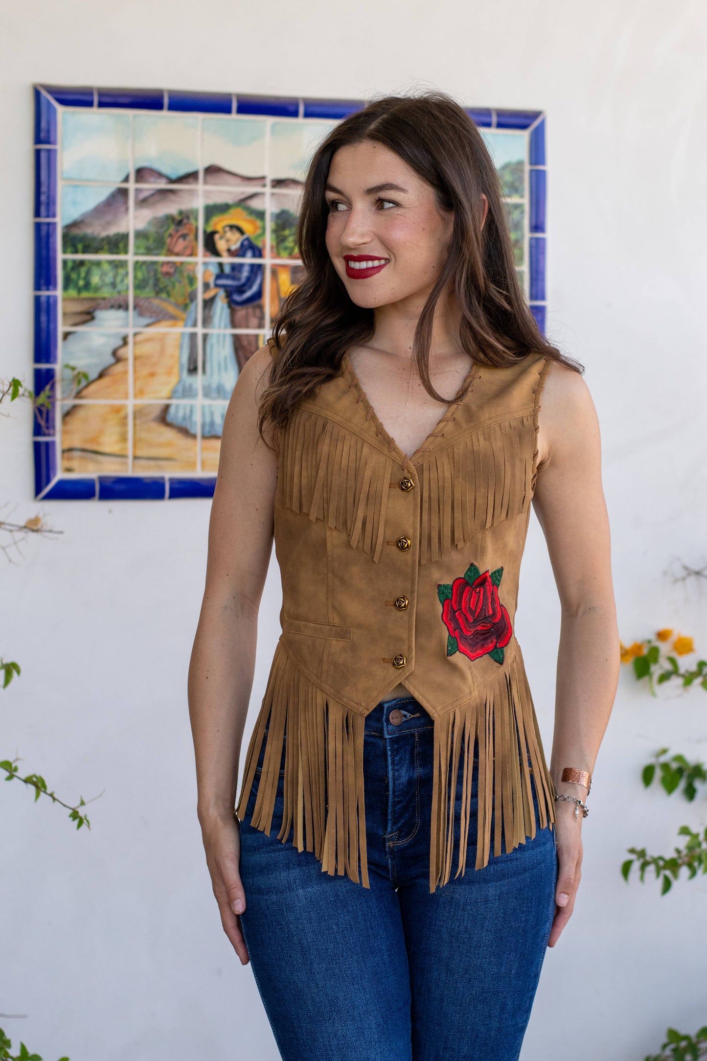 Rodeo Quincy Wild Rose Fringe Vest M2662Q