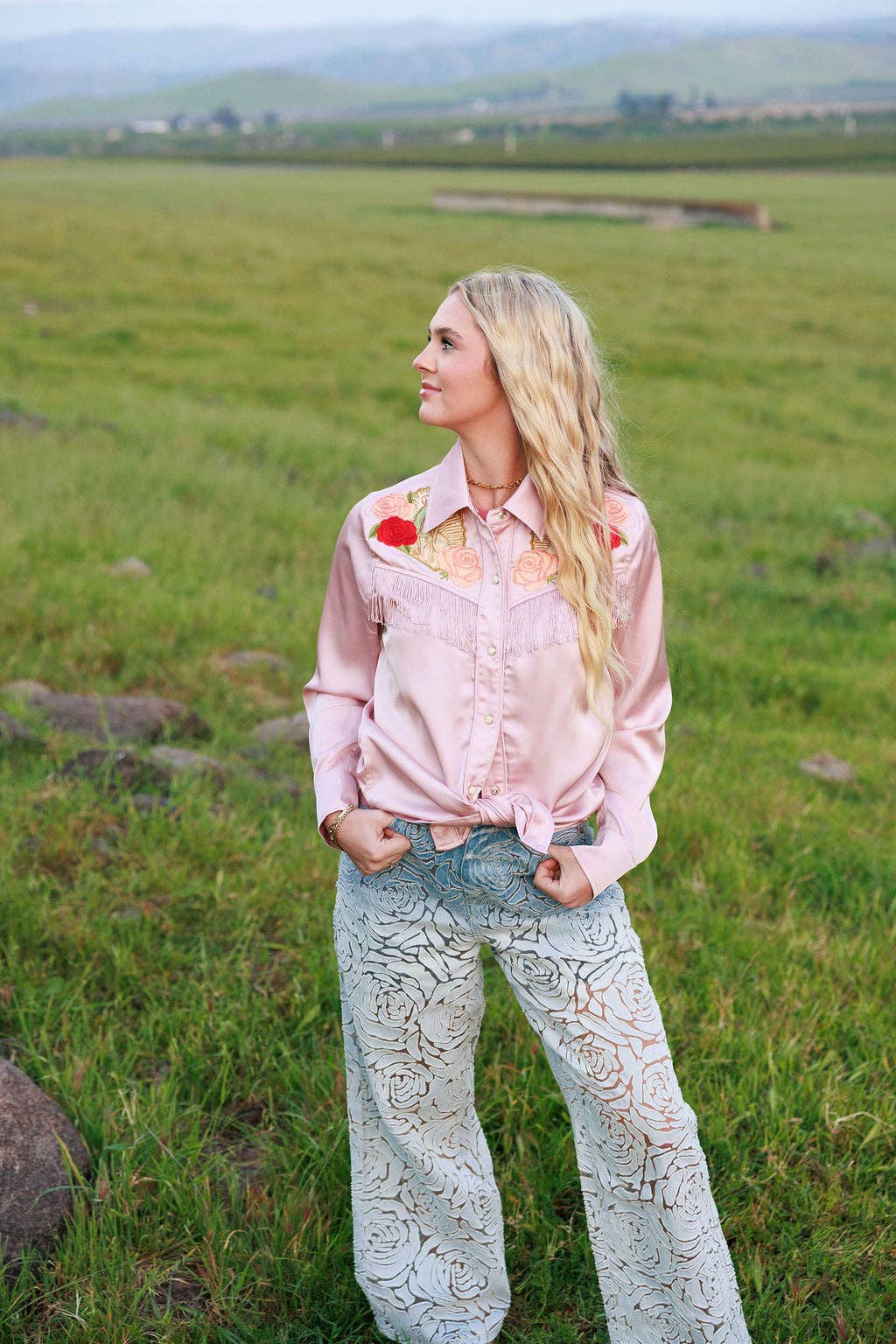 Rodeo Quincy Pale Pink Button Up M2884Q