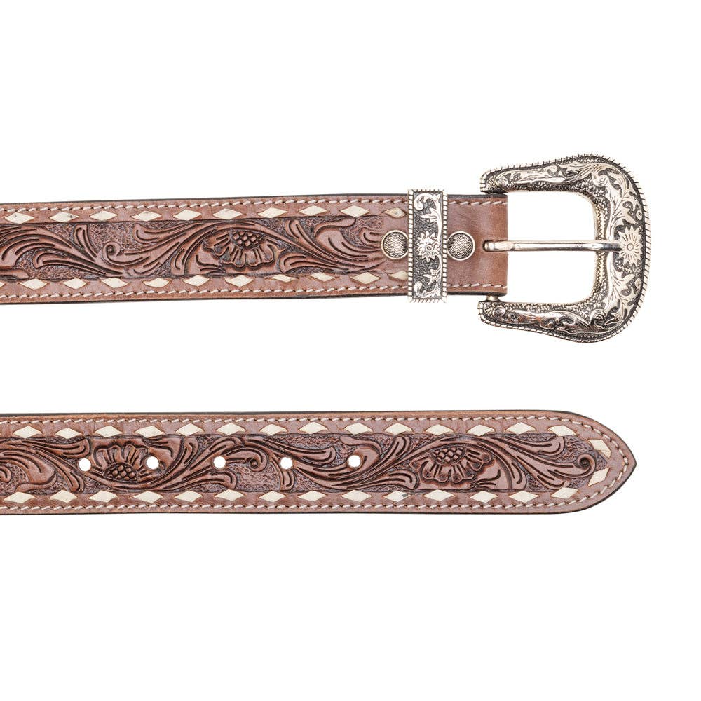 Myra S-13914 Talavera Handtooled Leather Belt Ember