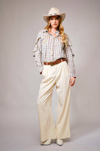 Load image into Gallery viewer, Blue B 23566T - Gingham Embroidered Western Snap Blouse: GREY
