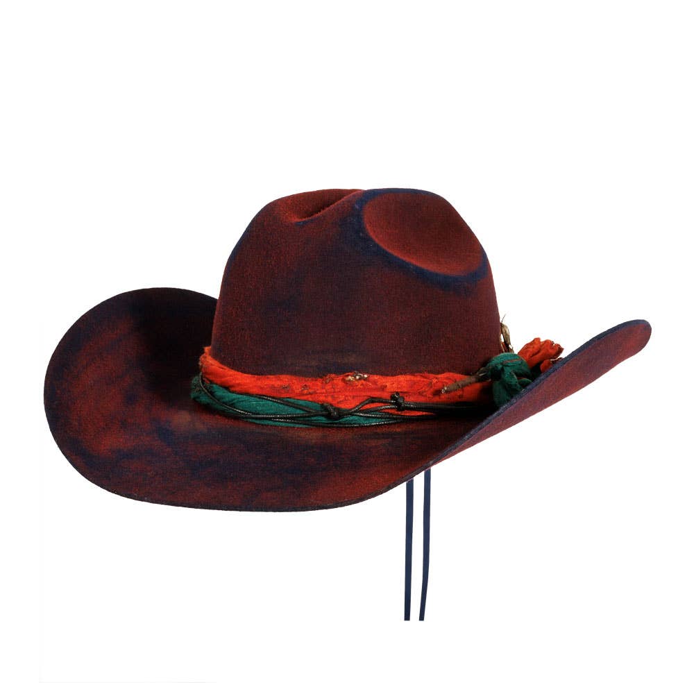 American Hat Makers Wool Felt Distressed Cowgirl Hat - Style Skylar: Multicolored