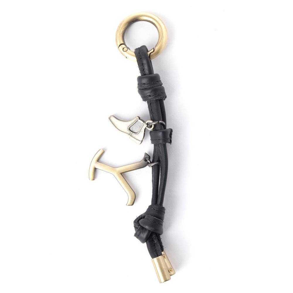 Myra Yellowstone Longhorn Leather Key Fob Variant in Black