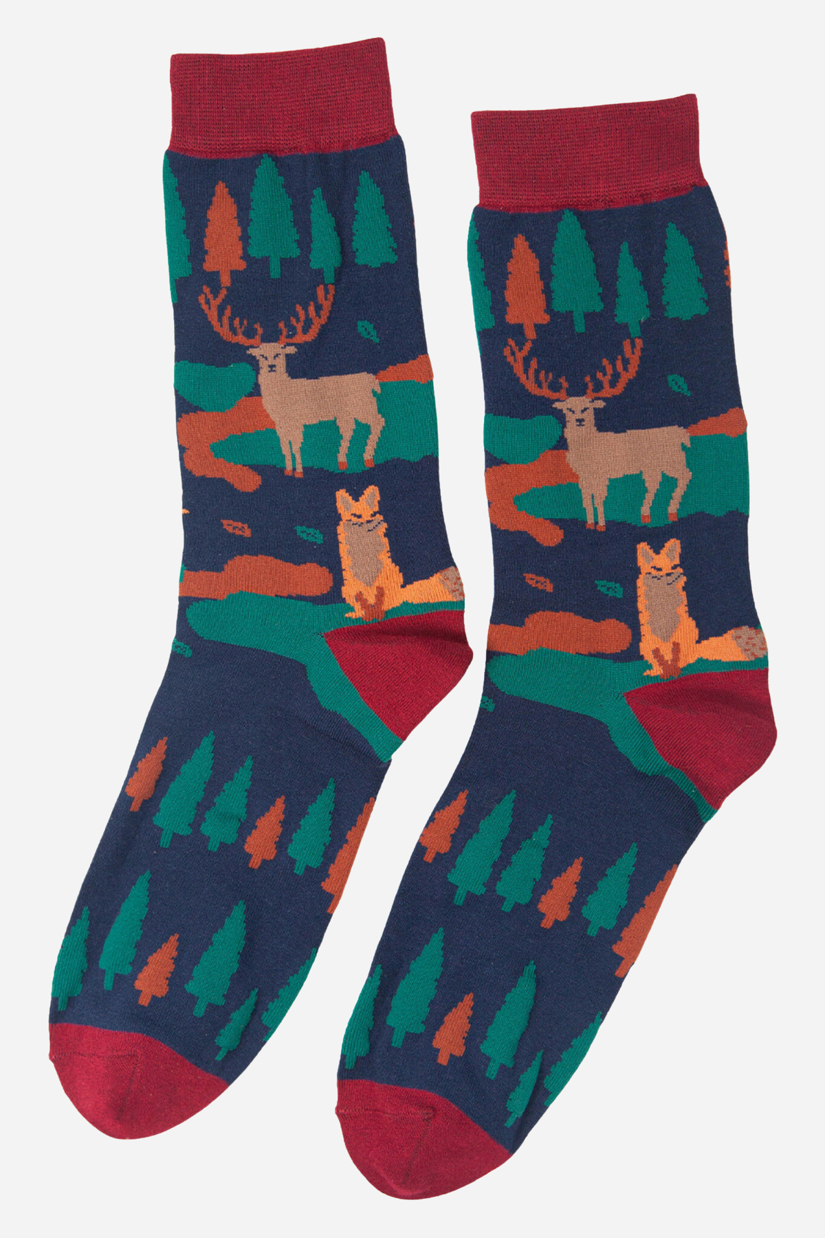 Sock Talk Men's Bamboo Socks - Blue/Red, Stag