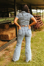 Load image into Gallery viewer, Lucky &amp; Blessed JP208-SW Stone Wash Stretch Denim Jumpsuit W Front Pockets
