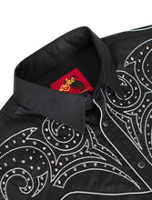Load image into Gallery viewer, Men&#39;s Western Cowboy diamond studded Embroidery Shirt: PS500D-1001 Black with White
