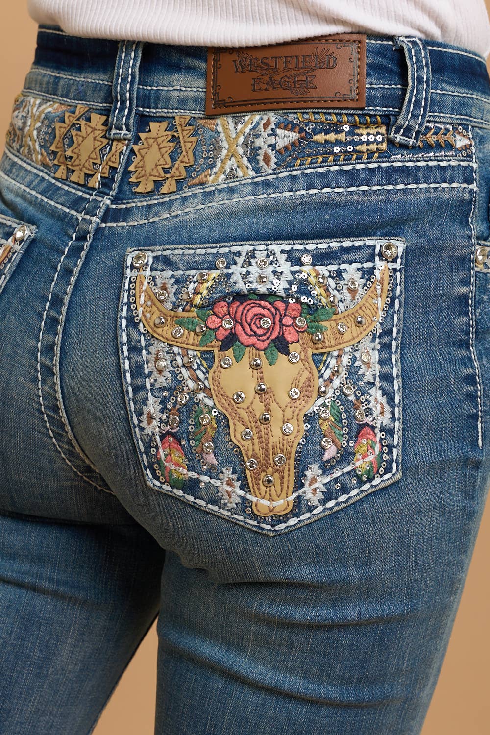 Westfield Eagle WT-788 Bootcut Stretchy Bling Jeans in Sandwash
