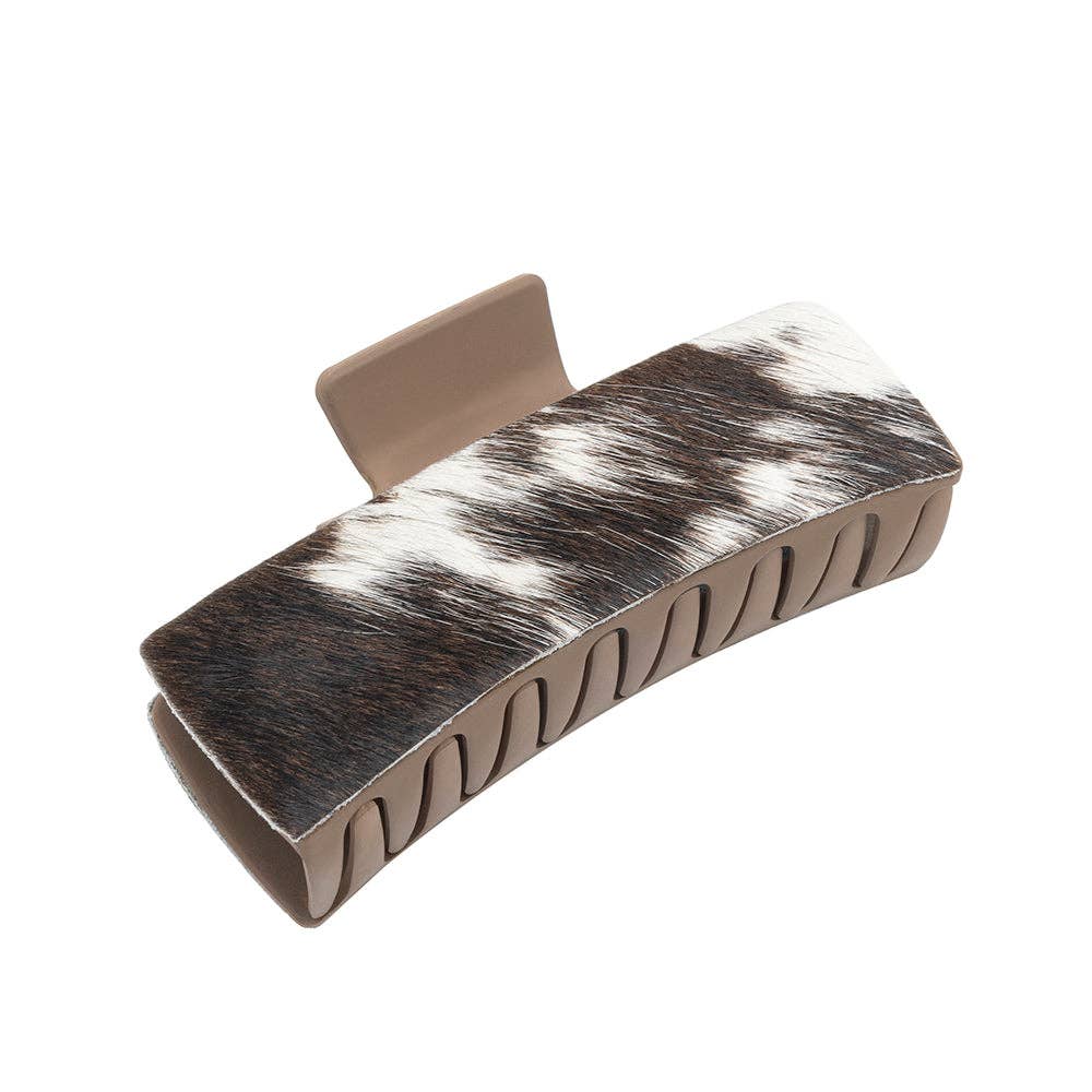Myra S-10218 Blossom Ridge Claw Clip Hand-Tooled Cow Print