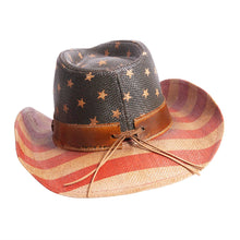 Load image into Gallery viewer, American Hat Maker Americana - Straw Cowboy Hat in Red/Blue
