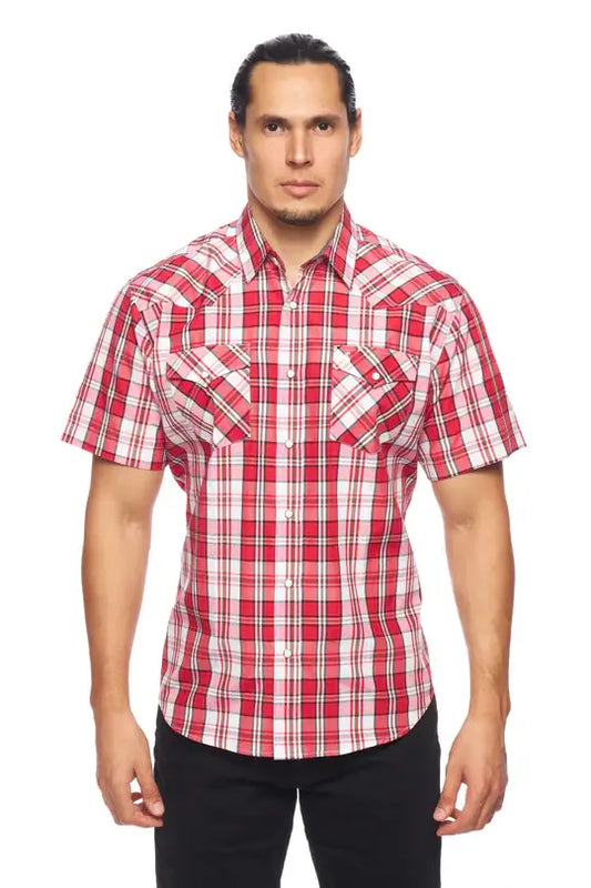 RODEO CLOTHING MEN'S PLAID SHORT SLEEVE SNAP PS400S-411