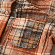 Load image into Gallery viewer, Kids Plaid Brushed Shirt Jacket in Brown
