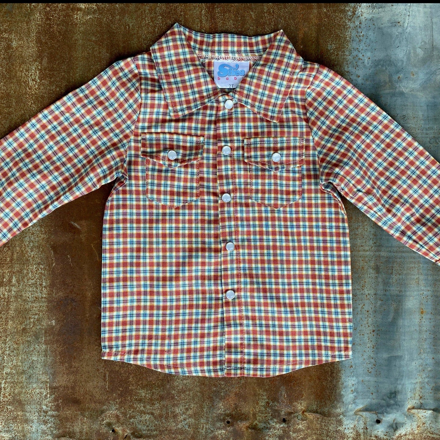 Plaid Long Sleeve Pearl Snap Shirt in Red/Blue BPL01
