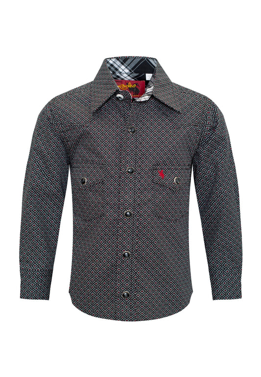 Rodeo Clothing Kid's Western Button-Down Shirts Regular Fit Printed Shirt PS100K-147