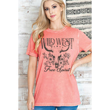 Load image into Gallery viewer, Amused By Blue Wild West Tee in Mineral Wash Coral MD6386
