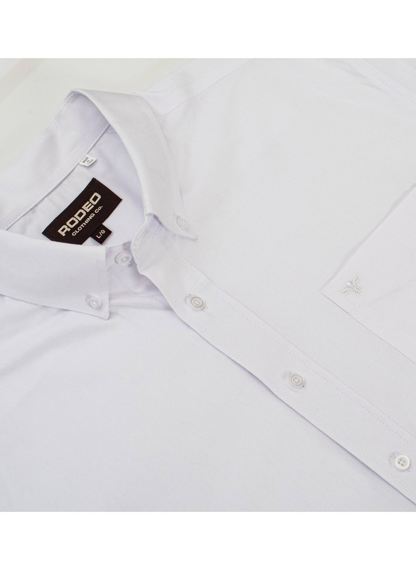 Rodeo Clothing AC110L-WHITE Men’s Solid Western 100% Cotton Twill Button Down Shirt