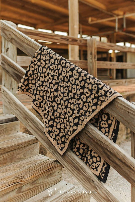 Brown leopard Printed Polyester Microfiber Blanket 50inx60in BLK04-LEO