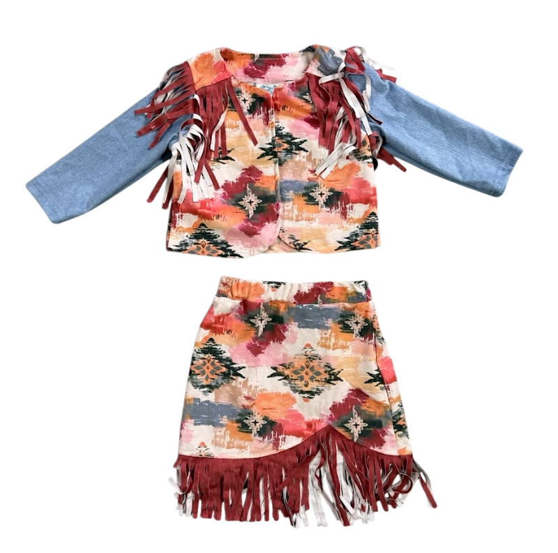 Aztec Denim & Fringe Set BMSET01
