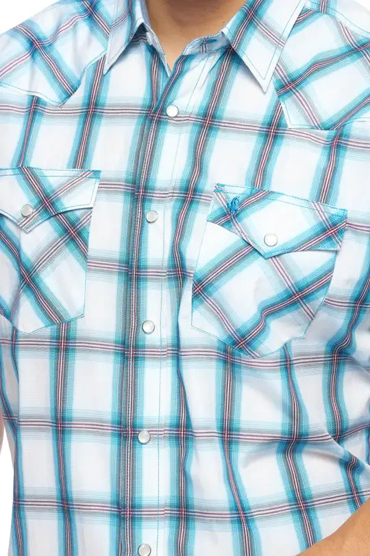 RODEO CLOTHING MEN'S PLAID SHORT SLEEVE SNAP PS400S-410