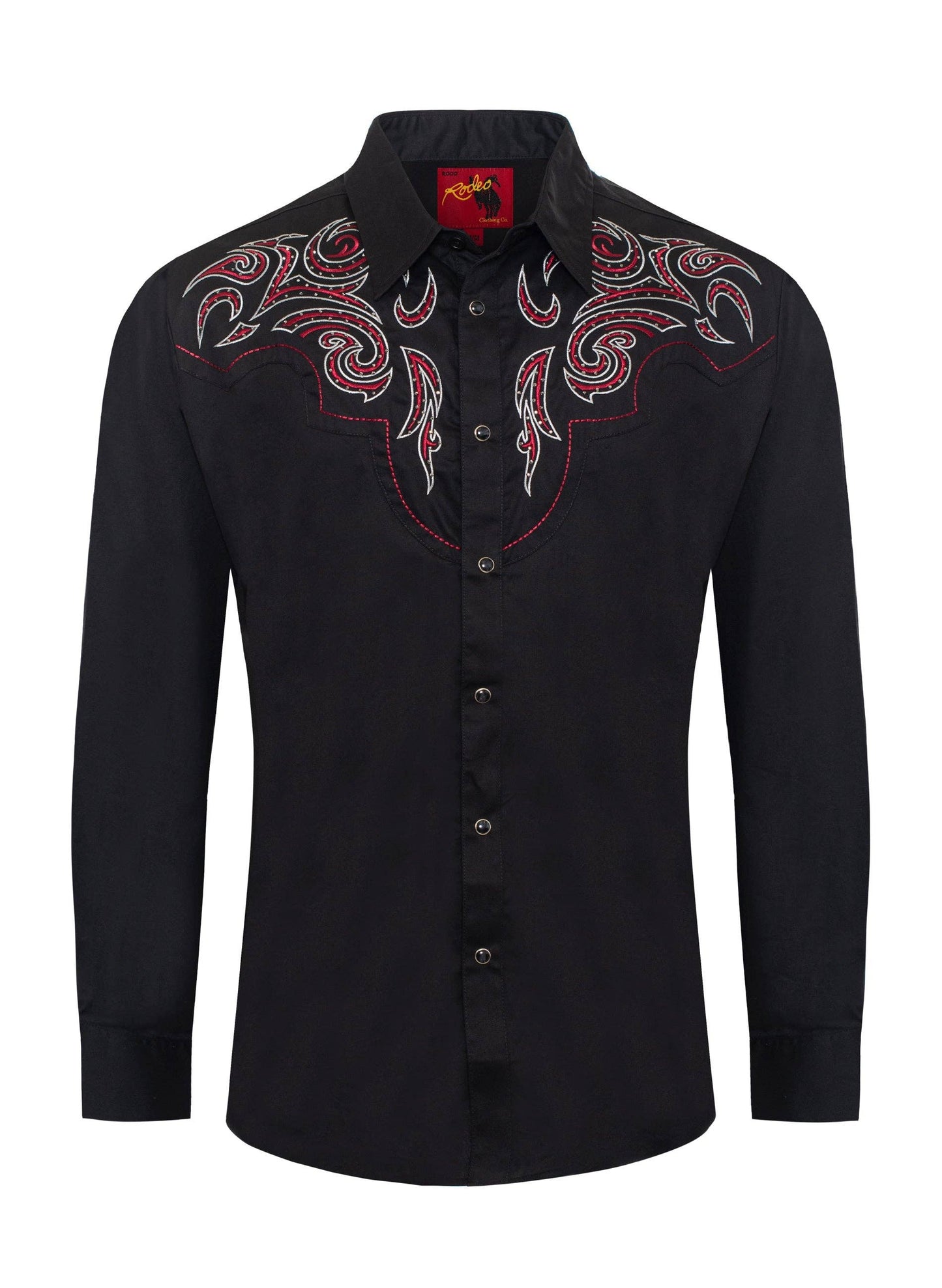 Rodeo Clothing PS500D-1010 Western Cowboy Shirt in Black with Red & White