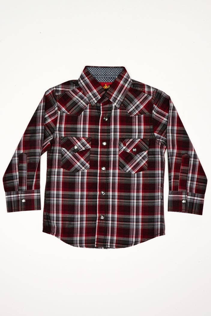 Rodeo Clothing Kids Plaid Western Long Sleeve Snap Shirt PS400K-477