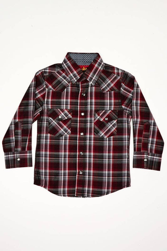 Rodeo Clothing Kids Plaid Western Long Sleeve Snap Shirt PS400K-477