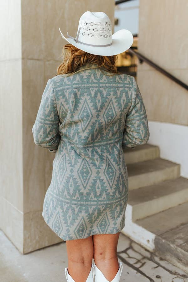 Vintage Cream Aztec Printed Button Down Coat JO342-MNAZ