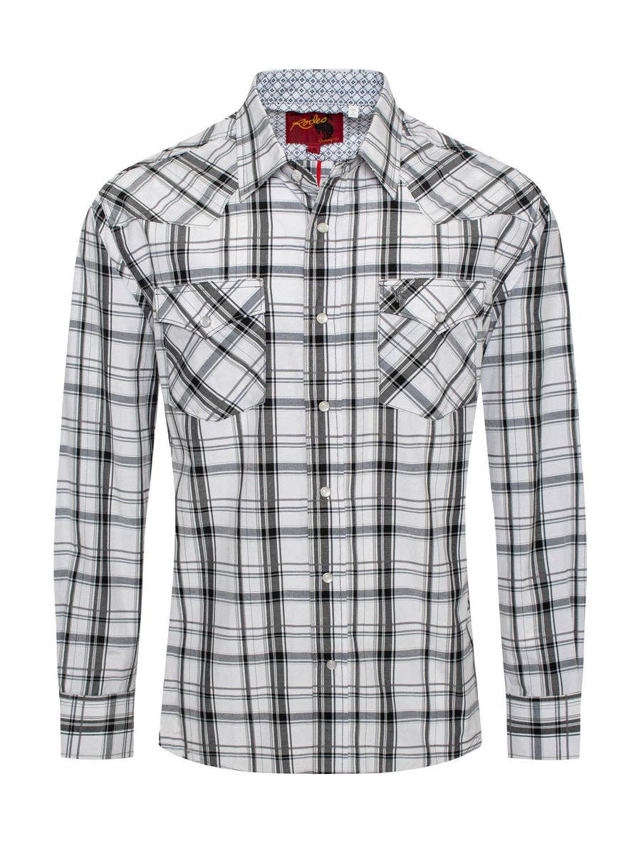 Rodeo Clothing PS400L-414  Men's Western Long Sleeve Plaid Shirts With Snap Buttons