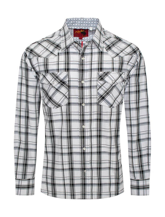 Rodeo Clothing PS400L-414  Men's Western Long Sleeve Plaid Shirts With Snap Buttons